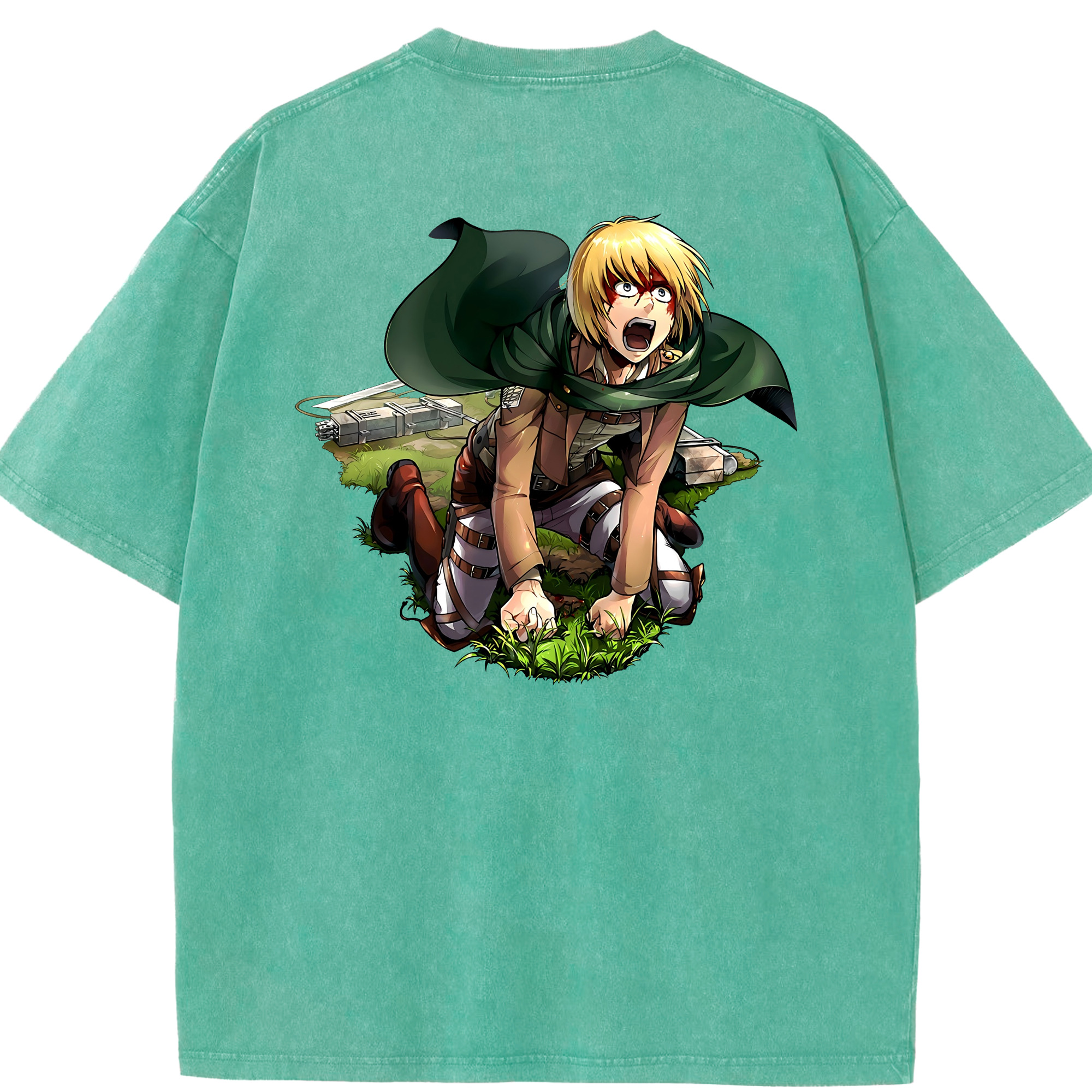 （画像用） 進撃の巨人 アルミン·アルレルト Attack on Titan Armin Arlert 綿100% ヴィンテージ風 半袖Tシャツ（背面プリント）